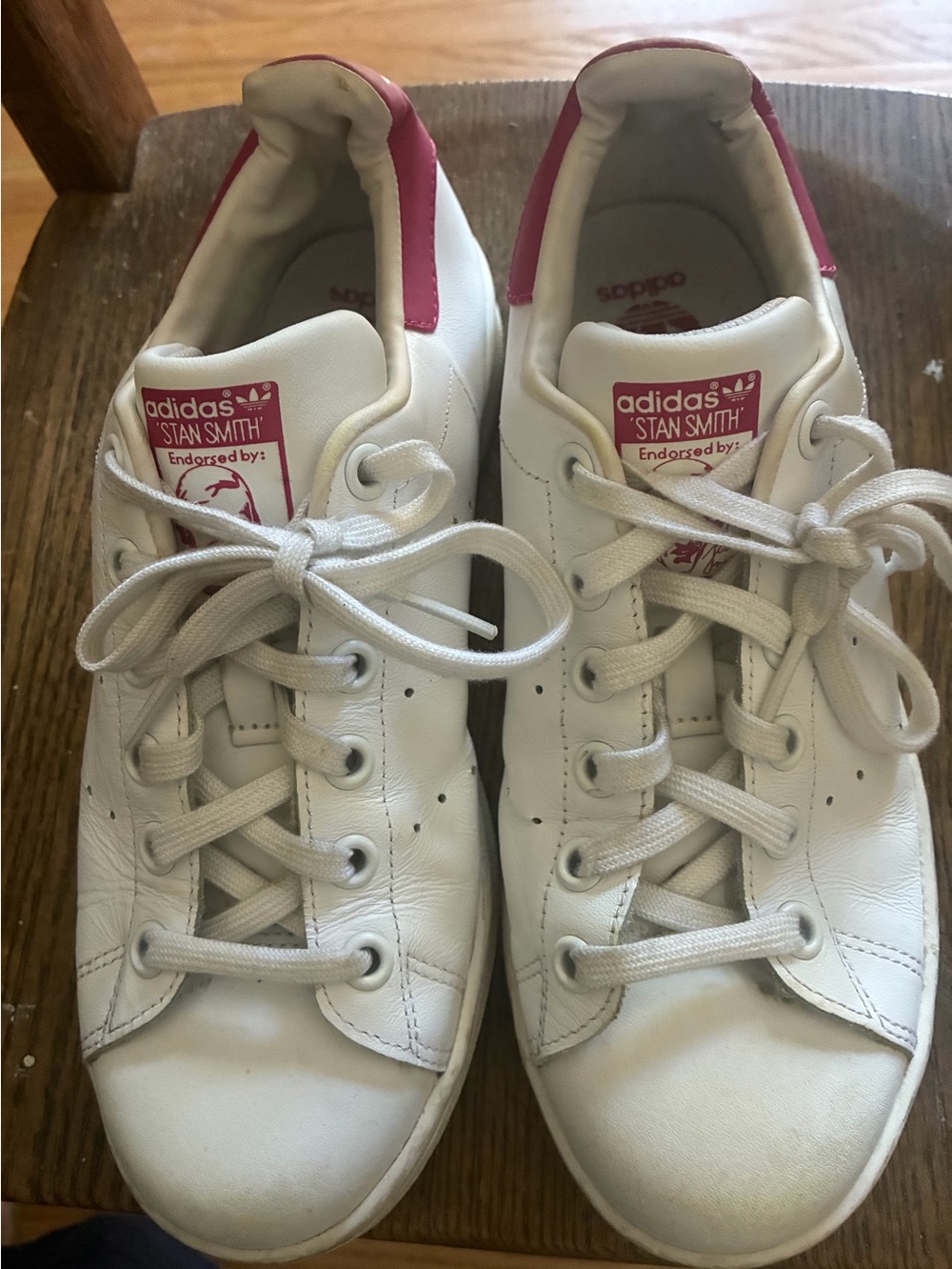 Adidas Stan Smith White Sneakers with Pink Heel Tab